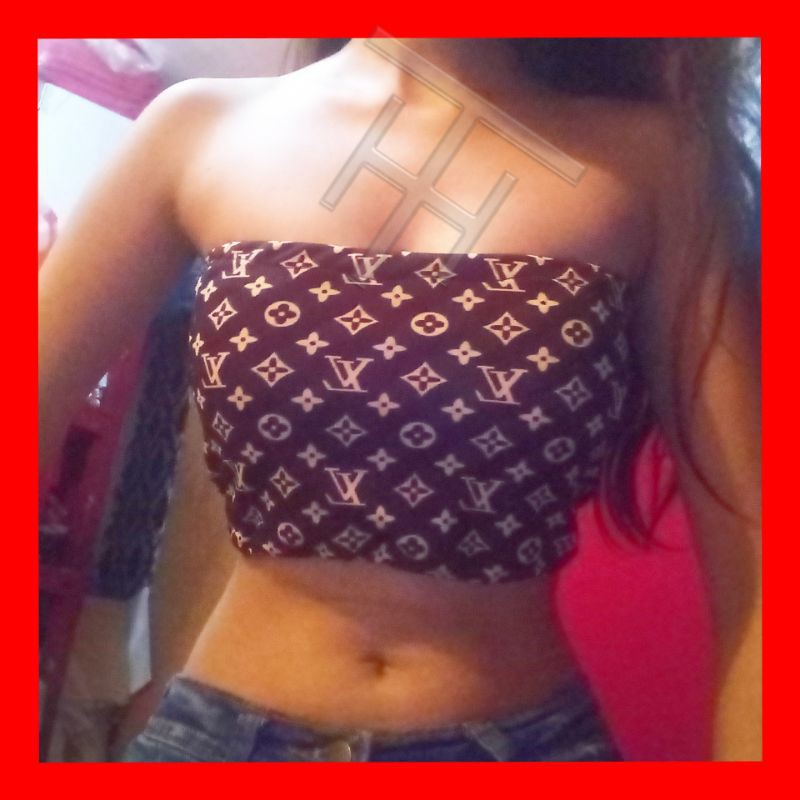 LV Brown Tube Top Bandeau Printed Stretch | Shopee Philippines