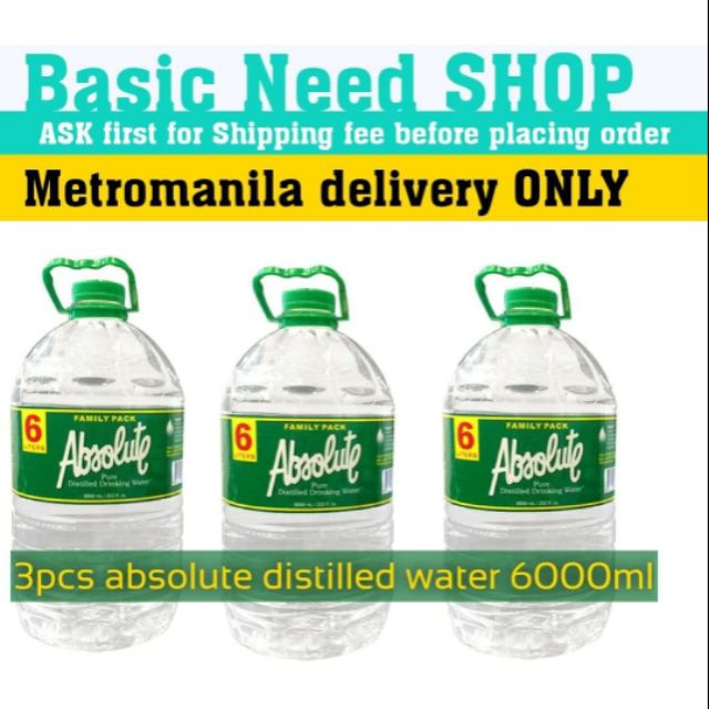 Absolute Distilled Water 6000 ml x 3pcs Metro Manila Delivery only