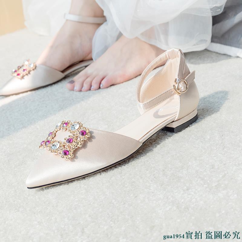 flat champagne wedding shoes
