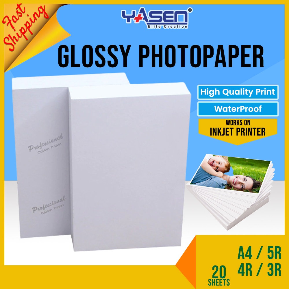 Photo Paper A4 5R 4R 3R 20 Sheets High Glossy Photo Paper Inkjet Paper ...