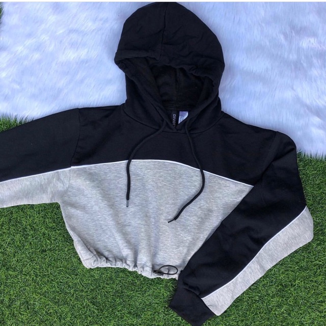 black cropped hoodie h&m