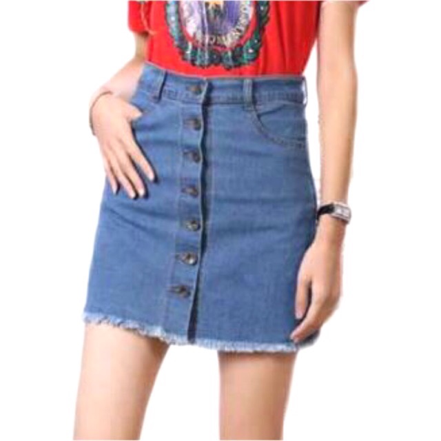 button skirt denim