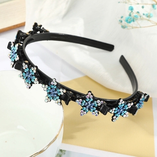 Double-layers Hair Clip Braided Rhinestone Pearl Butterfly Women Hair Bands Hoop 