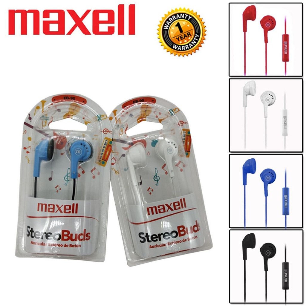 Bin Nickel Plated Wired Earbud Blue Stereo Mini-phone Maxell Color Buds Cbm-b5 Earset