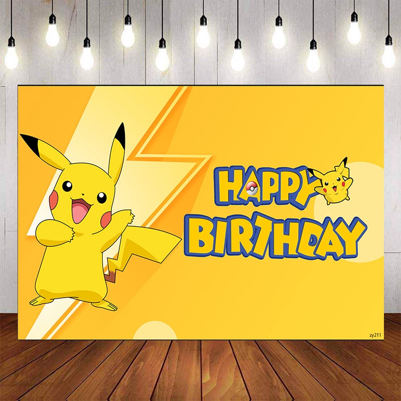 Pokemon Backdrops Cartoon Pikachu For Children Birthday Party Photography Yellow  Backgrounds Photocall For Children Birthday Party Decor Custom Name Photo |  Shopee Philippines