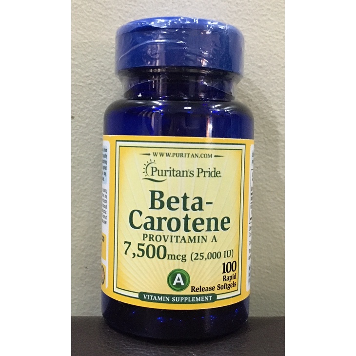 Puritan's Pride Beta Carotene 25000iu (7500mcg) 100 Softgels Shopee