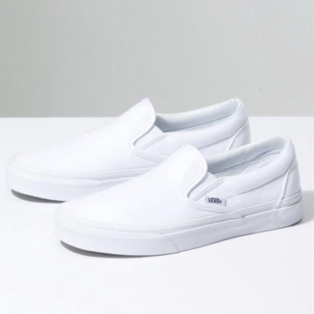 vans slip on true white