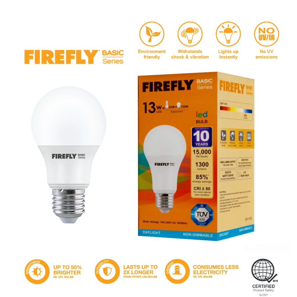 Firefly LED Light Bulb Basic Series 13 watts Daylight | Shopee Philippines