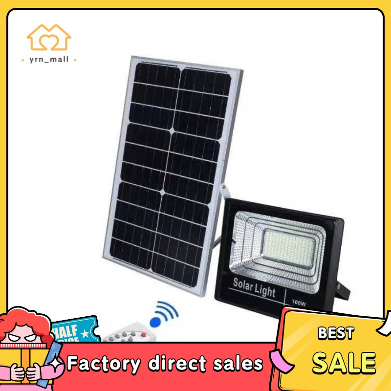 60w 100w150w200watts Solar Led Outdoor Flood Light Street Lamp With Remote Ip66 Waterproof Shopee Philippines