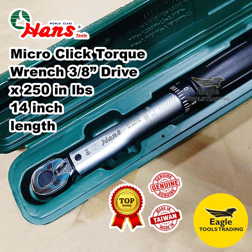 Hans Microclick Torque Wrench 3/8 inch Drive X 250 IN. LB. 14 inch