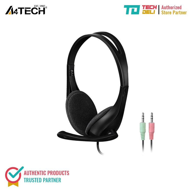 A4Tech HS9 Dual Jack Headset with Noise Reduction & Rotating Mic, FREE Dual to Single Jack