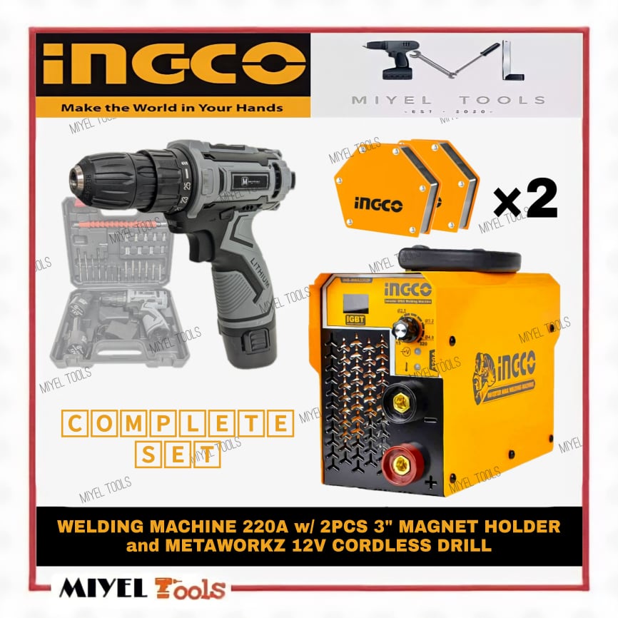 Bundle INGCO Welding Machine 220A w/ 2PCS 3" Holder AMWH25032