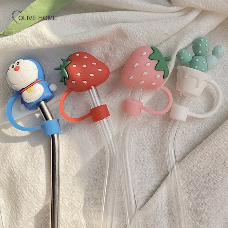 Dustproof Silicone Straws Cover Creative Cute Silicone Environmental Protection Straw Plug Straw Baby Kids Water Cup Acc