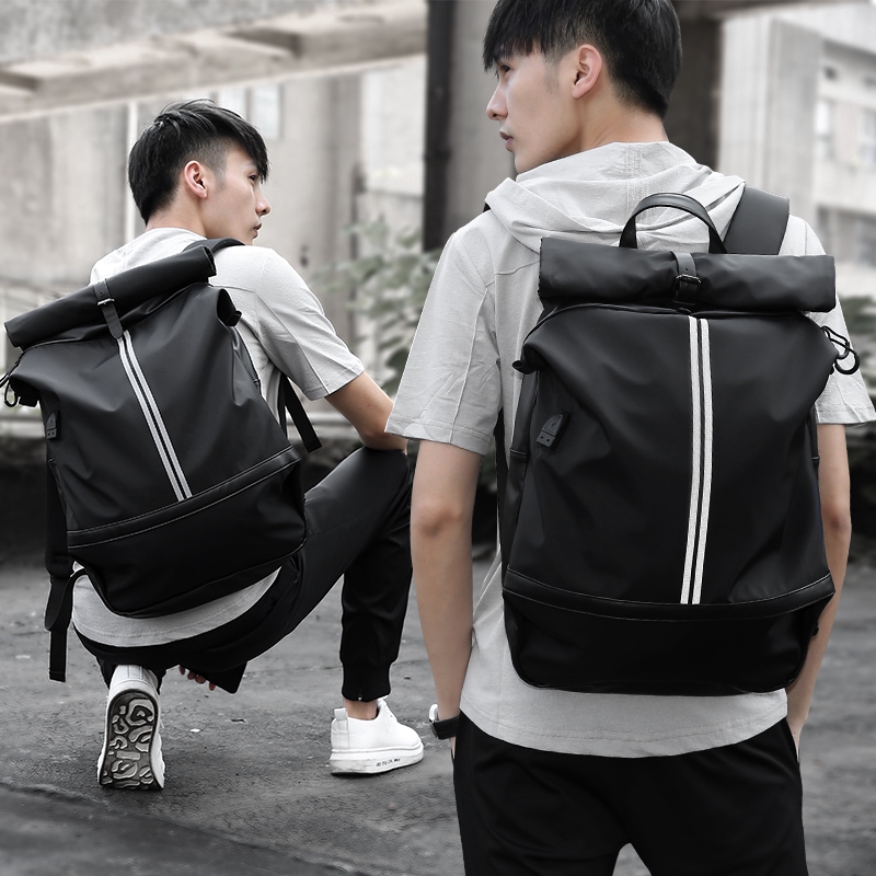 men with backpack