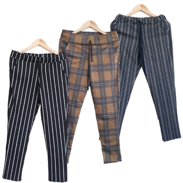 plaid stripe pants