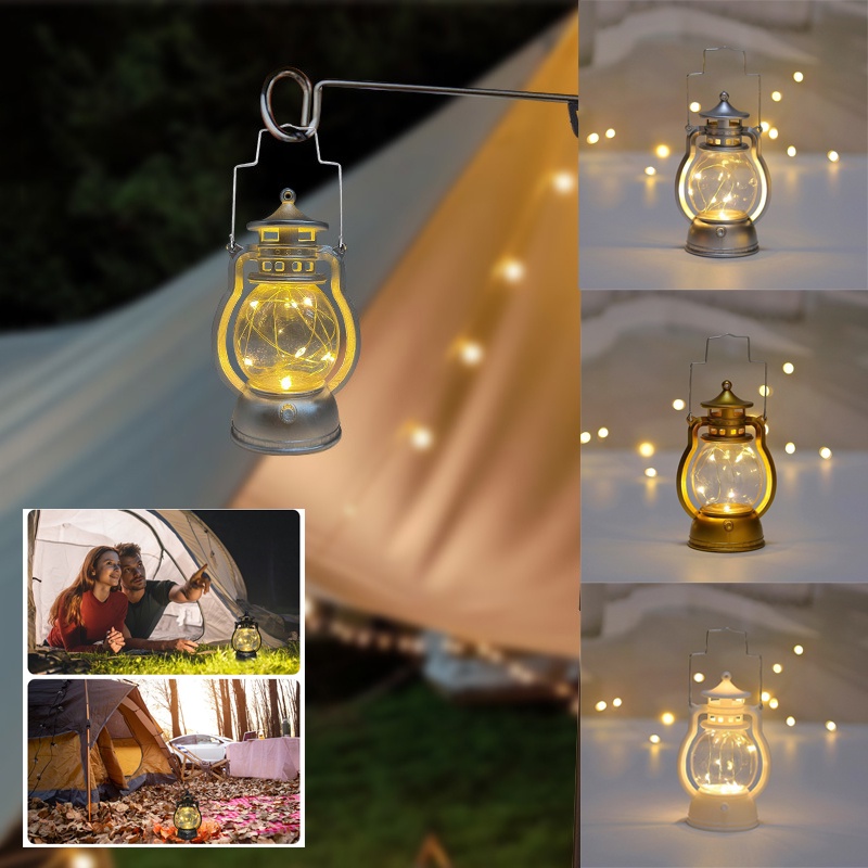 Hanging Retro Camping Lights Portable Garden Lantern Dimmerable Tent