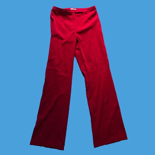red flare jeans