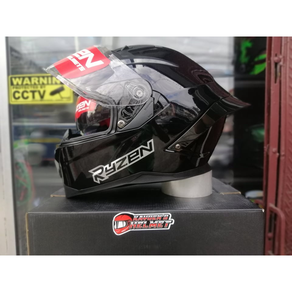 RYZEN ZX-700 GLOSSY BLACK DUAL VISOR HELMET | Shopee Philippines