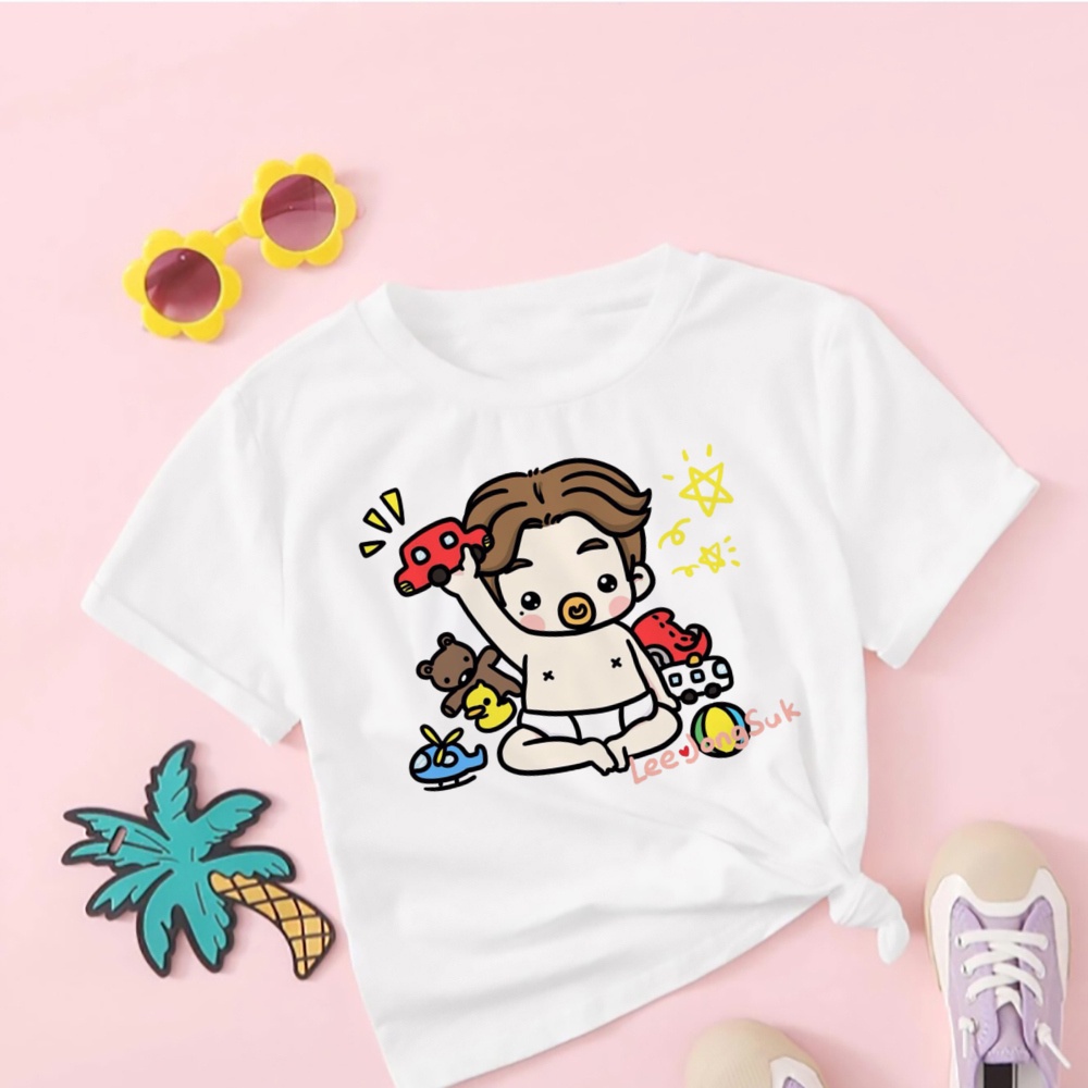 Lee Jong Suk Girl Boys T-shirt Monster Kids T Shirt Cute Summer T Shirt Cartoon Kids Tops