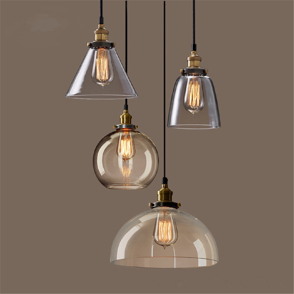 Modern Vintage Industrial Retro Loft Glass Ceiling Lamp Shade Light ...