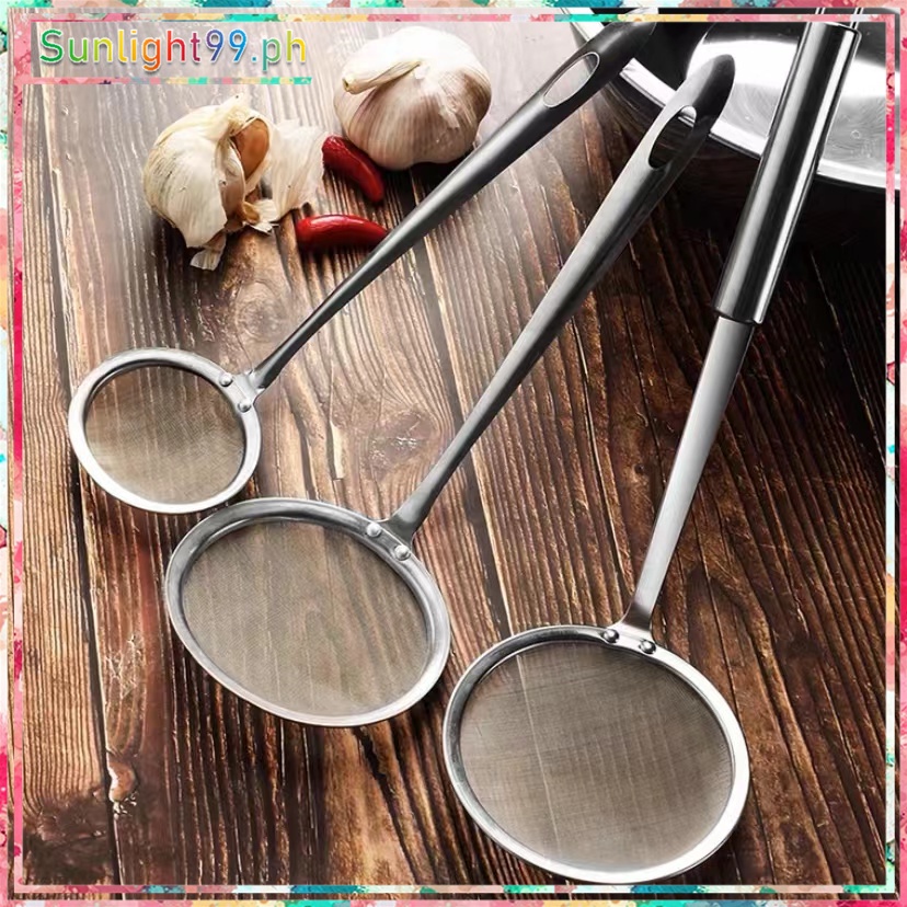 Multifunctional stainless steel fine mesh sieve spoon oil filter