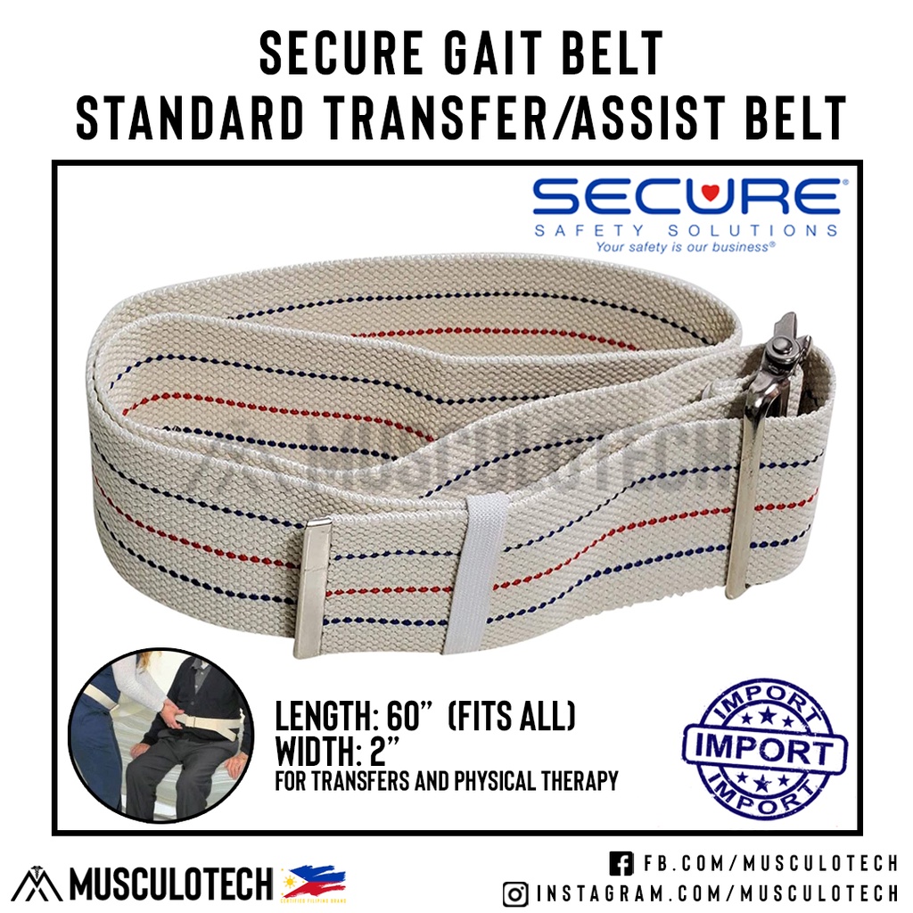 Secure Transfer Gait Belt for Physical therapy with Metal Buckle (MADE