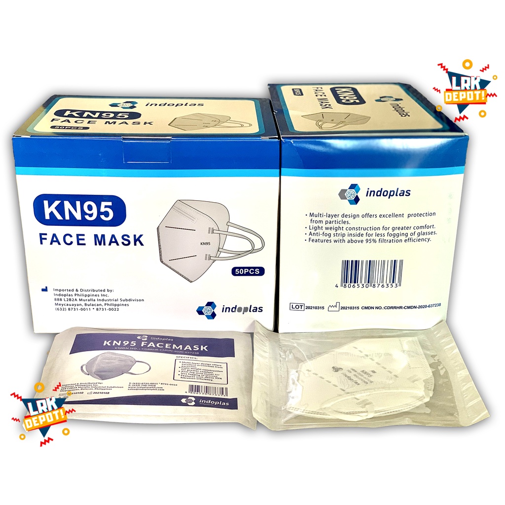 Indoplas KN95 Disposable Protective Face Mask SOLD by 10s (FDA Approved Medical Grade Standard
