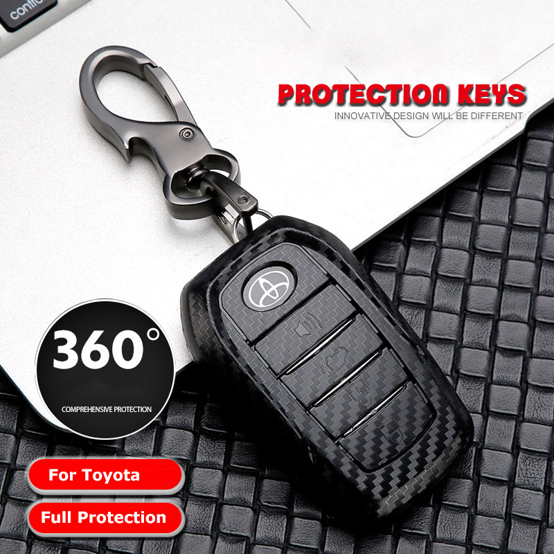 Carbon Fiber ABS Matte Car Key Case Cover for Toyota Hilux Rogue Revo ...