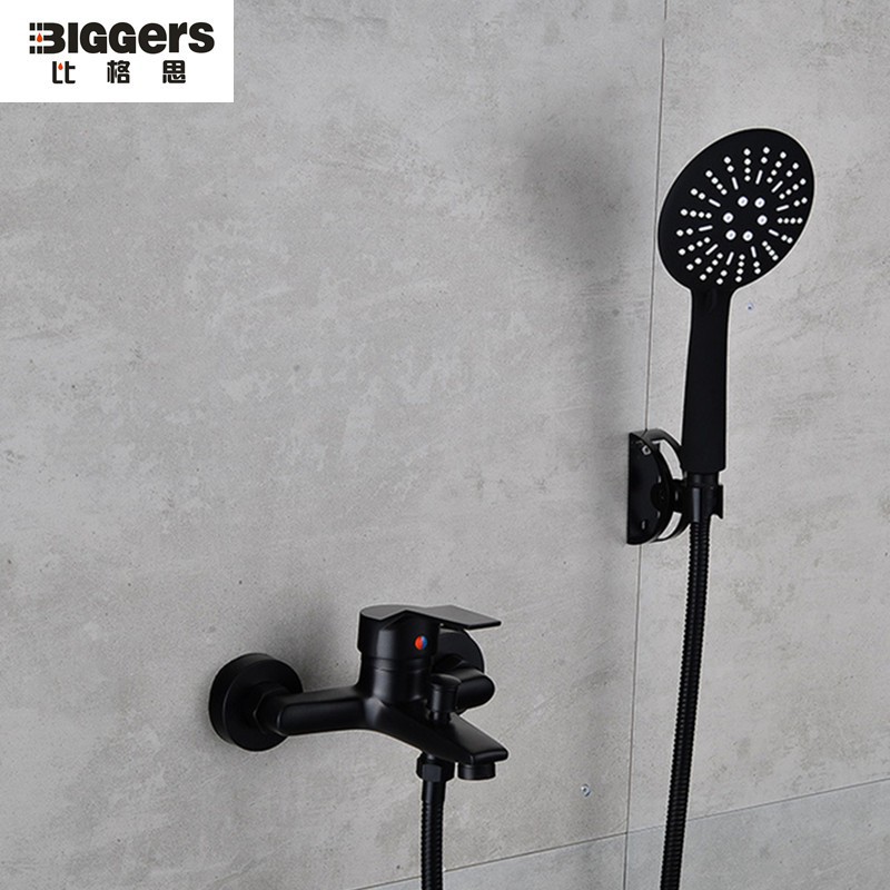 Biggers Matte Black Color Brass Bathroom Shower Set Shower Faucet With Shower Head Shower Hose Shopee Philippines