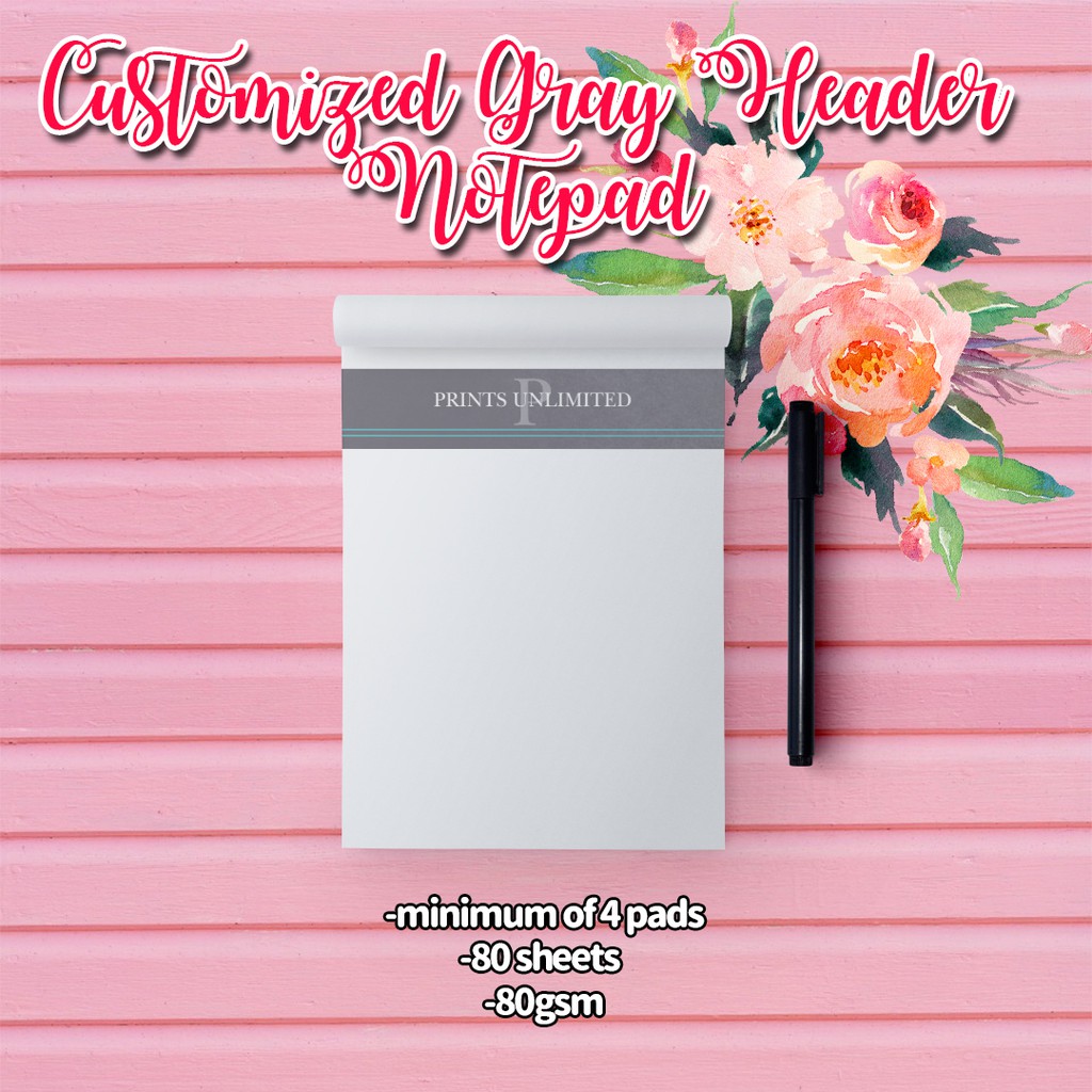 Personalized Gray Header Notepad (PREDESIGNED) Shopee Philippines