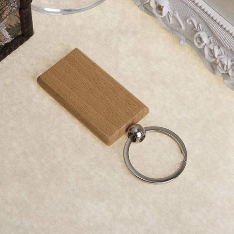 NEW STOCK 80Pcs Blank Rectangle Wooden Key Chain Diy Wood Keychains Key Tags