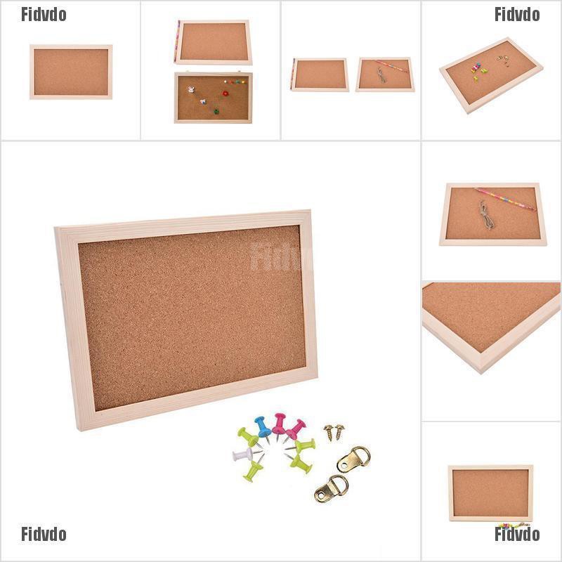 Natural Wood Frame Cork Bulletin Board Office Supplier 20 30cm