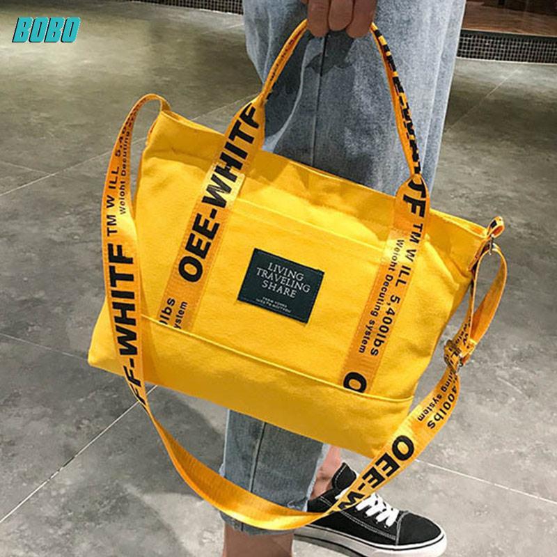 off white yellow bag