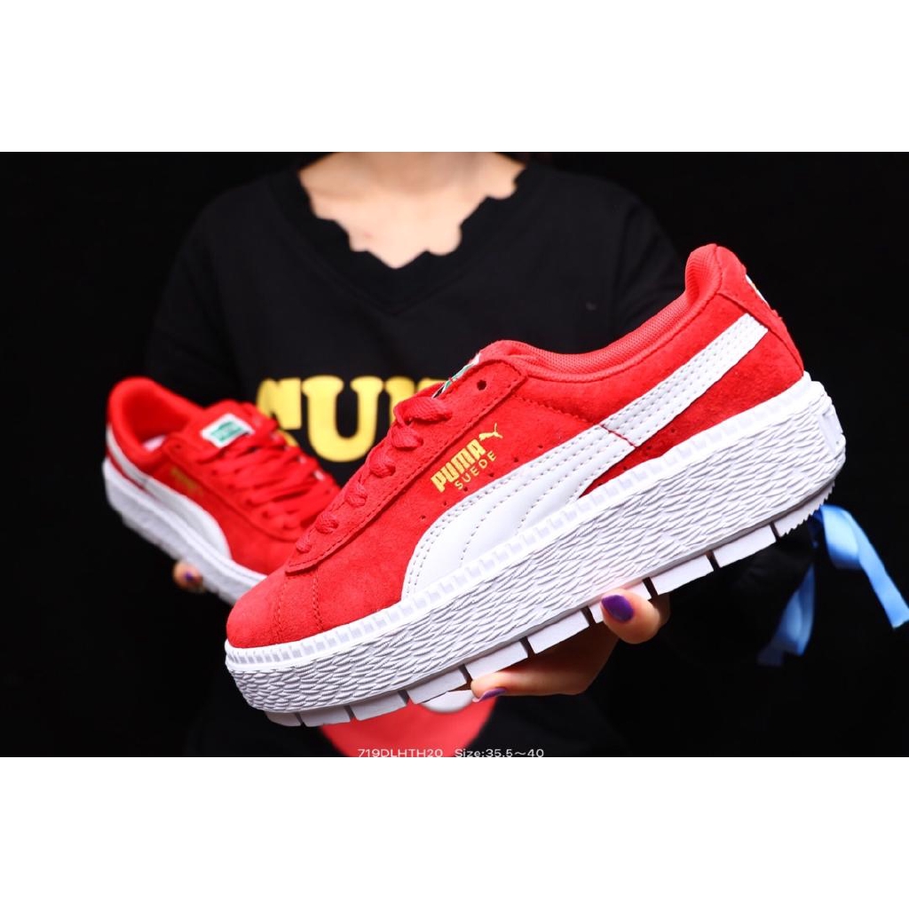puma suede platform red