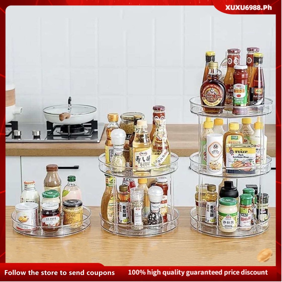 Acrylic Lazy Susan 360° Clear Rotating Spice Seasoning Bottle Storage