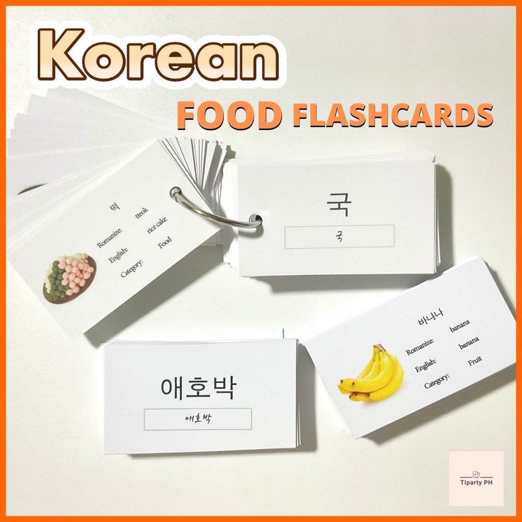 Korean Flashcards ; Waterproof Flashcards; Korean Food Categories