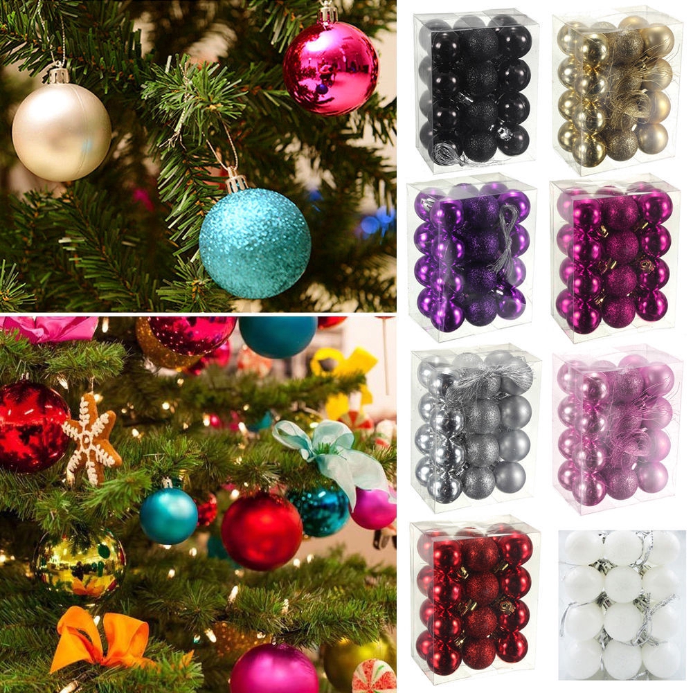 Download 24Pcs 3cm Glitter Christmas Balls Baubles Christmas Decor ...