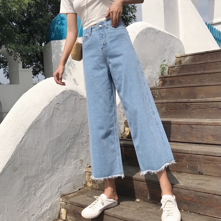 high waist wide leg denim