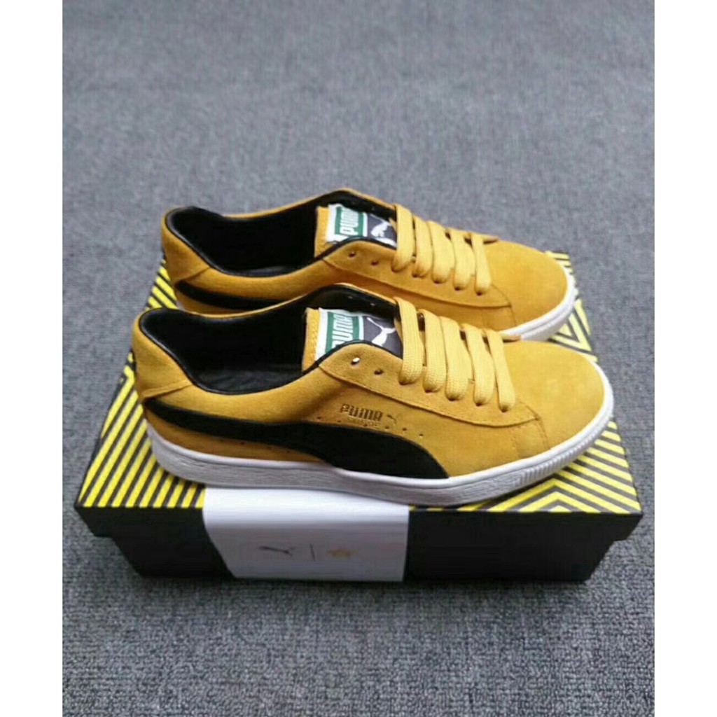 puma suede yellow black