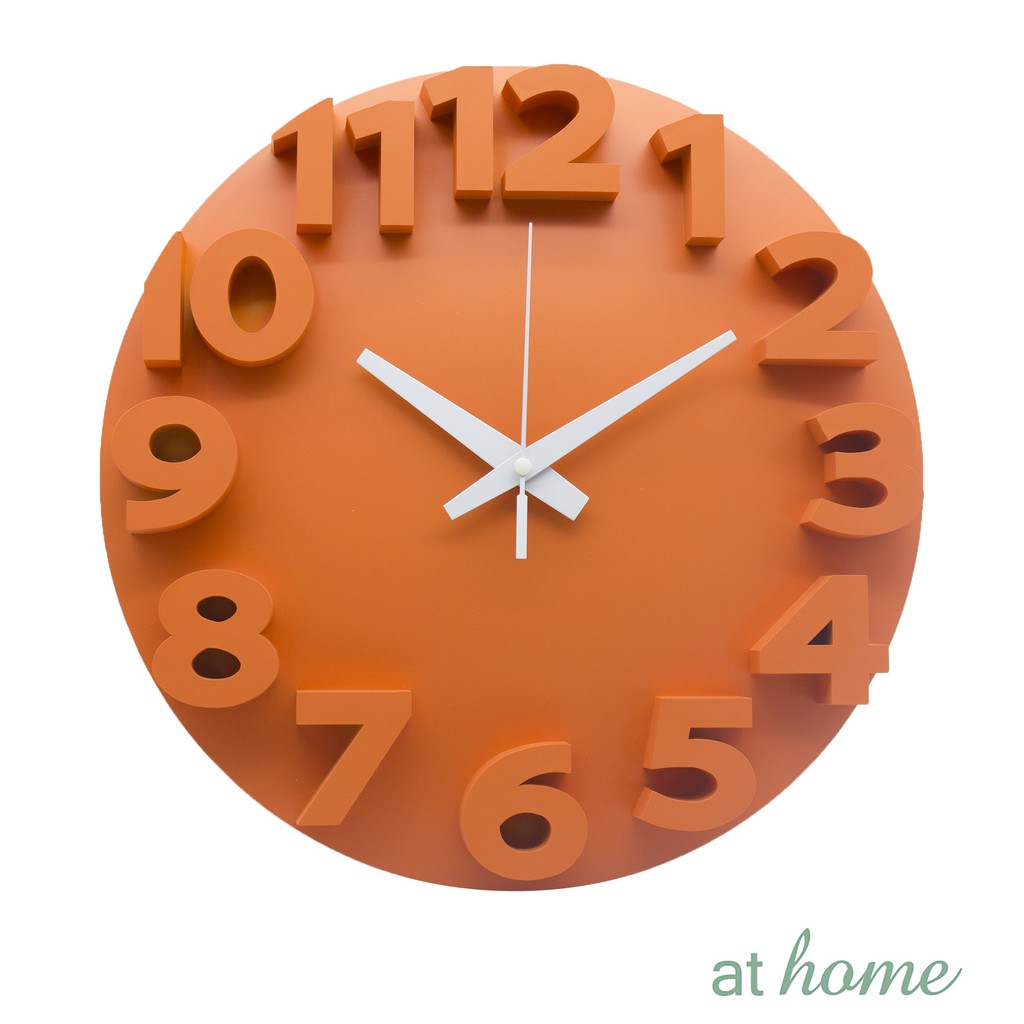 At Home Colorful Wall Clock 12 Inches Embossed 3d Numbers Minimalist Easy Read Analog Home