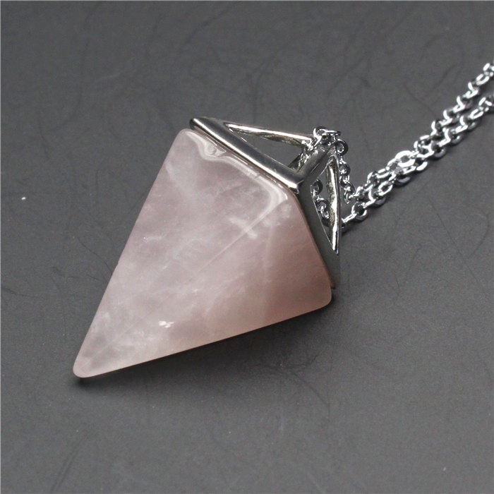 Healing Chakra Gemstone Stone Triangle Pendulum Bead Pendant Charms Fit Necklace