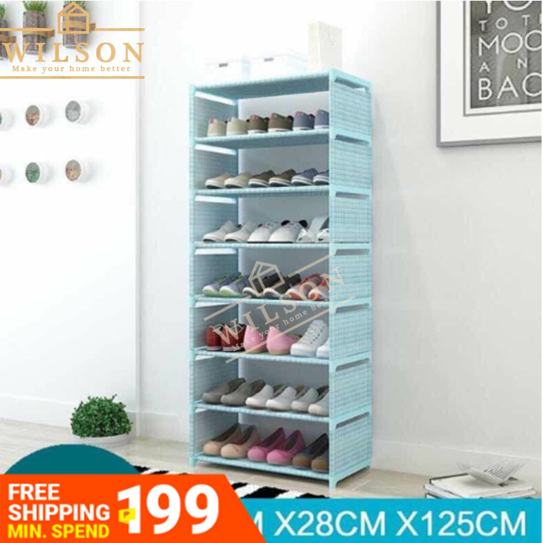 Wilson Xj018 8 Layer Portable Shoe Rack Storage Organizer Shoes Shelf Shopee Philippines