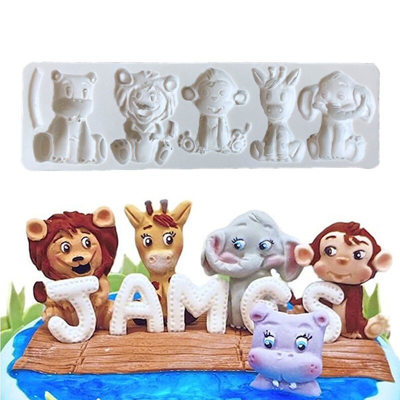 Animals Silicone Mold Elephant Lion Bear Giraffe Monkey Cupcake Topper  Fondant Cake Decorating Tools Candy Clay Chocolate Mould | Shopee  Philippines