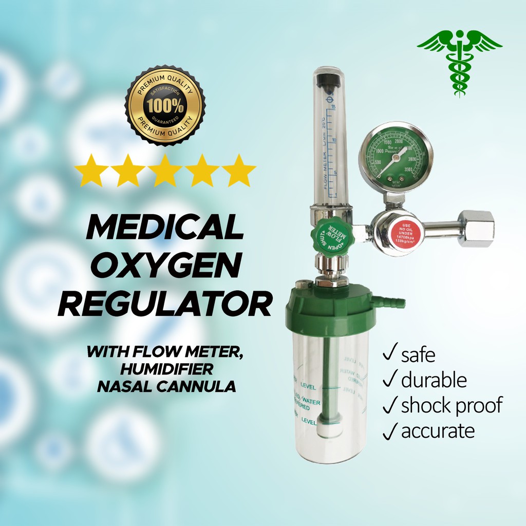 Medical Oxygen Regulator With Flowmeter, Humidifier and Nasal Cannula