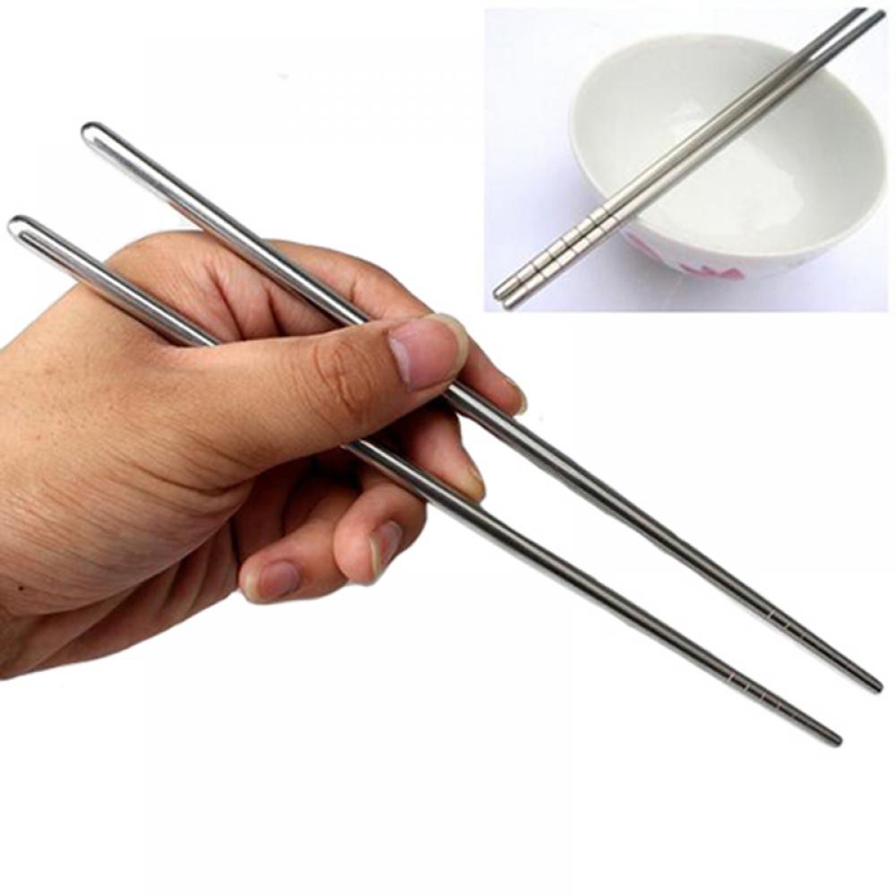 1/5 Pair Chopstick Chinese Non-slip Stainless Steel Chopsticks Chop Sticks FM 