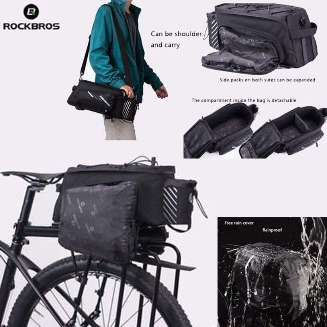 ROCKBROS Bike Rear Trunk Bag 12L Bicycle Commuter Bag Water Resistant