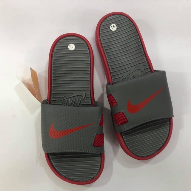 nike slippers gray