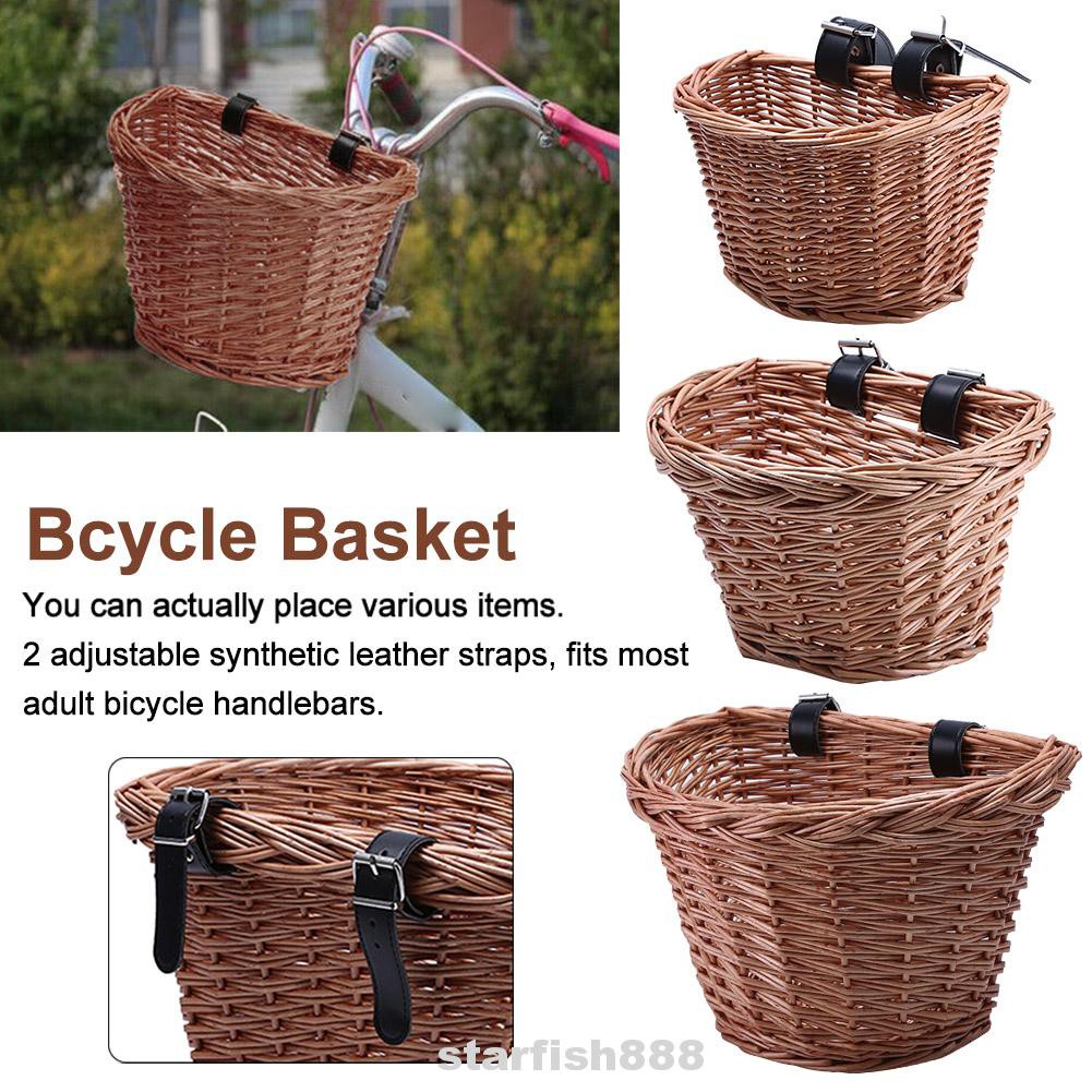 wicker bike basket with handle