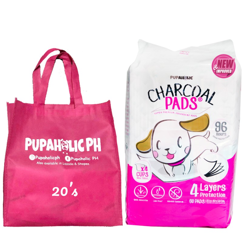 Pupaholic PH NEW and IMPROVED Charcoal Pads Dog Training Pee Pads 20pcs