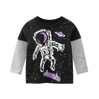 2-8 years old cheap cotton loose children's wear boys girls cute cartoon Long Sleeve T-Shirt Top bottoming shirt 3032 #6